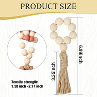 12-teiliges Set Natürliche Holzperlen-Serviettenringe Weihnachten Elastische Boho-Serviettenringe Landhaus-Serviettenringe mit Quaste für Tischdekoration