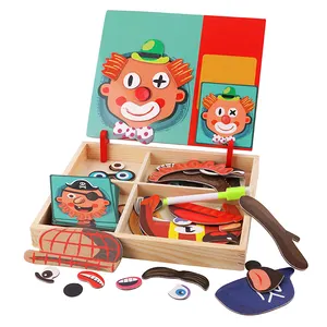 Rompecabezas magnético de madera para niños, juguete educativo Montessori para edades tempranas, tarjeta de escena, juegos de libros en preescolar, caja de juegos