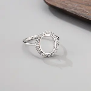 Delicate 925 Sterling Silver Zircon Blank Settings Ring DIY Women Inlay Base Bezel Tray Rings Jewelry Accessories