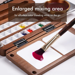 <span class=keywords><strong>Palette</strong></span> d'aquarelle de voyage XinyiArt, 24 compartiments, pliable, portable, <span class=keywords><strong>en</strong></span> <span class=keywords><strong>bois</strong></span> de noyer, avec pinceau, clip et gobelet pour le <span class=keywords><strong>dessin</strong></span> - Product Image 4