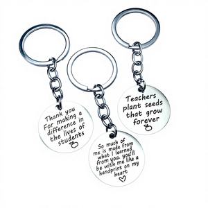 Newstar Teachers' Day Gift Engraved Stainless Steel <b>Letter</b> Keychain Glitter - Product Image 3