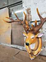 Décoration murale suspendue rétro distinctive pour la maison et le jardin, tête d'animal en résine vintage, élan, cerf, pour la décoration murale
