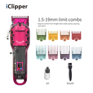 IClipper-Y10S professionale in acciaio inox lama trasparente Shell cordless taglio dei capelli trimmer