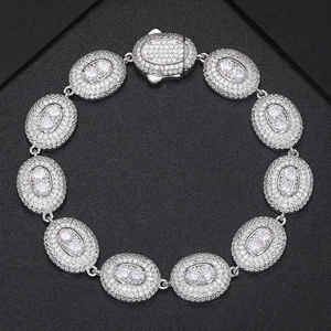 Bracelet ovale unisexe en argent 925 de qualité supérieure, bijoux hip-hop raffinés, bracelets en moissanite élégants, accessoire streetwear et de soirée - Product Image 1