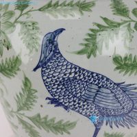 Vase en céramique décoratif de haute qualité RXCG17-A, peint à la main, motif de fleurs et d'oiseaux bleu-vert, pour la décoration de la maison, table d'hôtel