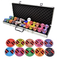 Jeu de jetons de poker 500 pièces emballage de boîtier en aluminium jetons de poker personnalisés OEM