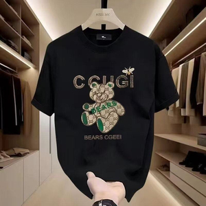Camiseta de Verano para Hombre, Marca Europea de Alta Gama, 100% Algodón Peinado, Estampado de Dibujos Animados, Transpirable, de Manga Corta, Nueva Colección - Product Image 3