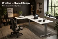 Bureau réglable en hauteur en forme de L à double moteur dissimulé, à montage standard, pour bureau à grande surface, positionnement multi-angles