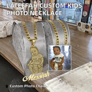Collier pour enfants en acier inoxydable plaqué PVD, chaîne à maillons givrés <span class=keywords><strong>avec</strong></span> <span class=keywords><strong>photo</strong></span> et nom, cadeau souvenir familial - Product Image 3