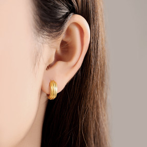 Pendientes Minimalistas de Latón con Múltiples Filas de Tubos Redondos, Joyería Sencilla para el Día a Día para Mujer - Product Image 2