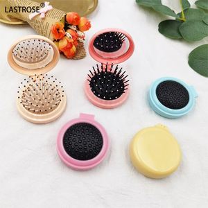 LASTROSE 2-in-1 Round Folding Air Cushion Comb Set with Mirror Design 3 Colors Plastic & Glass Portable <b>Makeup</b> <b>Tools</b> - Product Image 5
