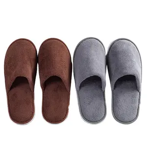 5 star hotel coral velvet slippers beige brown and grey hotel non slip sole slippers