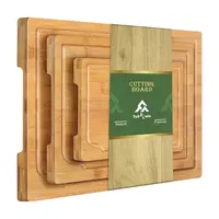 Лидер продаж на Amazon, большая кухонная деревянная разделочная доска, набор из 3 разделочных блоков из бамбука, разделочная доска из органического дерева и бамбука