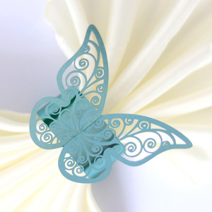 Laser Cut Swirl Hollow Butterfly <b>Paper</b> Napkin Rings, Metallic Butterfly Napkin Holders for Wedding Banquet Dinner Table - Product Image 2