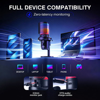 Microphone de bureau SU5 avec réduction de bruit AI ENC, capteur RGB dynamique, compatible USB, pour jeux et streaming en direct
