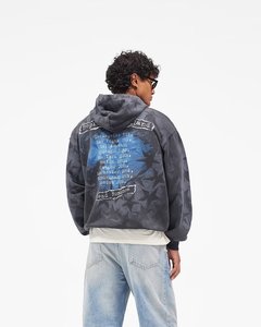 Sudadera con capucha gótica floral oversize de 400 g/m² 100% algodón para hombre, estilo boxy, con cremallera, estampado lavado y bolsillos, ideal para otoño. - Product Image 4