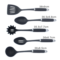 Ensemble de 5 ustensiles de cuisine en métal antiadhésifs résistants à la chaleur avec manche en bois, compatibles lave-vaisselle, outils de cuisson et gadgets de service pour la maison