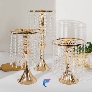 Centro de Mesa Decorativo, Soporte para Flores, Decoración de Bodas, Metal Dorado, Acrílico, Cuentas de Cristal, Soporte para Flores - Product Image 6