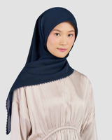 Foulard carré en voile de coton pour femme musulmane, brodé floral personnalisé, style ethnique, uni, avec finition délicate, type Bawal