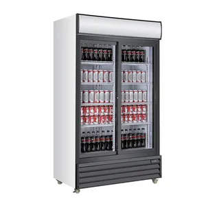 Armário De Exibição De Luxo Porta Dupla Porta De Vidro Merchandising Refrigerador De Suco De Frutas