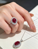 Nouvelle Arrivée Bague en Or Blanc 18K avec Rubis de Laboratoire, Poids Total 6.36g, Poids Pierre 5.372ct, Bijoux Fins en Gros et au Détail