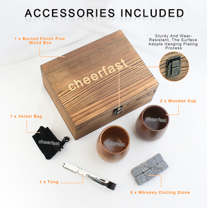 Piedras de Whisky Reutilizables y Piedras Enfriadoras de Granito, Juego de Vasos de Whisky de Madera con Caja de Madera y Juego de Piedras de Whisky - Product Image 4