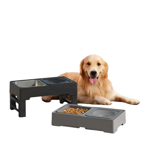 調節可能な高架式高級ステンレス鋼上げ犬用フードウォーターボウルペット給餌フードボウル犬用ペット製品