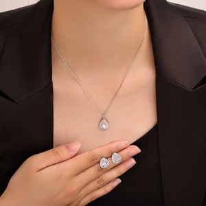 Ensemble de boucles d'oreilles et collier en forme de goutte d'eau, en alliage de cuivre, bijoux de fête - Product Image 2