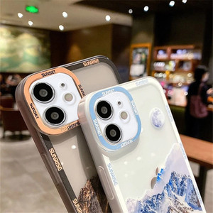 Étui de téléphone Snow Mountain pour <span class=keywords><strong>iPhone</strong></span> 13 12 Mini 11 Pro Max XR X XS Max, pare-chocs souple antichoc, couverture arrière transparente - Product Image 3