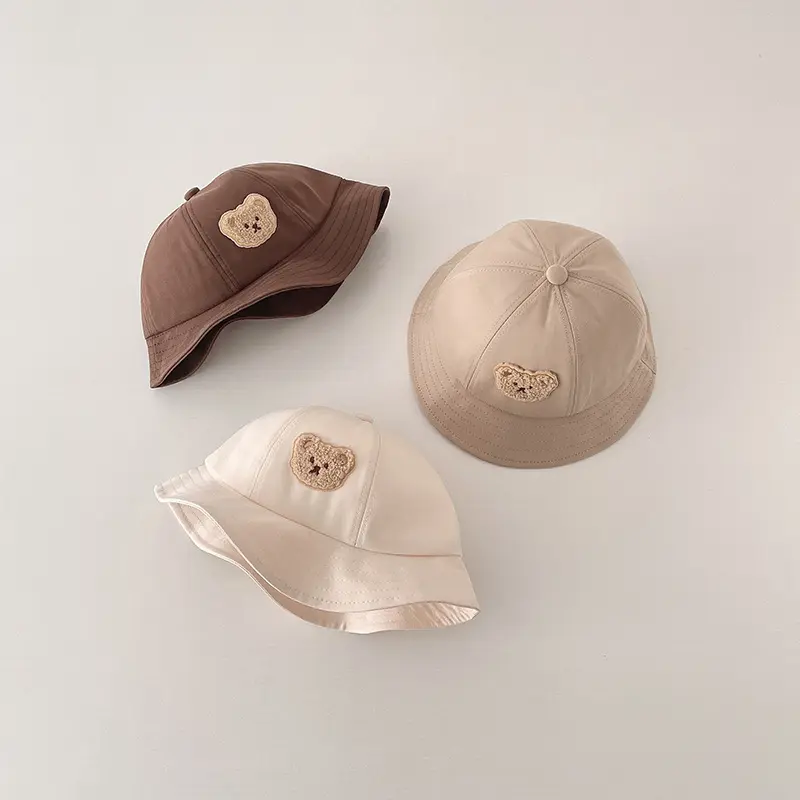 2023 Kids Sun Hat Cartoon Bear Baby Caps Girls Boys Accessories Spring Summer Baby Bucket Hats