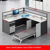 Table de travail de bureau en forme de L avec écran de séparation, lit de repos pliable, personnalisable, minimaliste