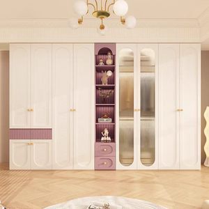 <span class=keywords><strong>Armadio</strong></span> Rosa Crema per <span class=keywords><strong>Cameretta</strong></span> Bambini con Cassetti e Ripiani Aperti, Mobile Contenitore Ecologico in OSB, Guardaroba Personalizzabile per Ragazze - Product Image 3