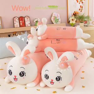 Boneka kelinci lucu bantal kaki tidur panjang mainan mewah dicuci dan selimut untuk anak-anak hadiah ulang tahun wanita sempurna - Product Image 3