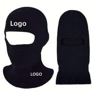 Masque de ski intégral en tricot à 1 trou avec logo brodé personnalisé, bonnet balaclava pour adulte, pour l'extérieur - Product Image 1