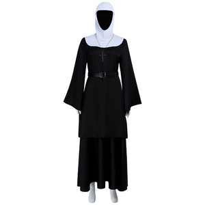 Disfraz de monja de talla grande para Halloween, conjunto completo con cruz y cinturón para mujer, atuendo sexy de cosplay - Product Image 3