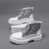 Bottines Western Grande Taille (Semelle Légère, Semelle Épaisse, Lacets, Semelle Extérieure en Caoutchouc) Chaussures Décontractées Tendance Toutes Saisons Homme