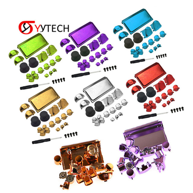 SYYTECH Chrome Color L1 R1 L2 R2 Direction Key ABXY D-pad Buttons for Playstation 4 PS4 Controller Full Set Button Replacement