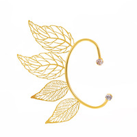 Mode européenne simple flash diamant ajouré feuille oreille crochet tide pas de piercing oreille clip oreille os clip boucle d'oreille accessoires