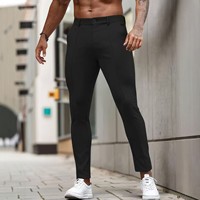 Celana Panjang Pria Slim Fit Model Crop dengan Jahitan Depan, Bahan Stretch, Kasual Bisnis, Panjang Semata Kaki, Warna Solid, Grosir, Logo Custom