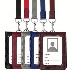 Custom PU Leather Slim Business <b>Card</b> ID <b>Card</b> <b>Holder</b> with Lanyard 3 in Size Fashion Style - Product Image 2