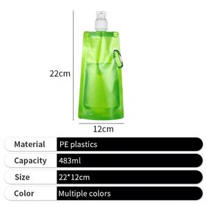 Gourde de course souple personnalisable grande capacité 500 ml, pliable avec crochet - Product Image 4