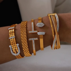 Bracciali e Braccialetti di Lusso Creativi con Zirconi, Impermeabili, Placcati in Oro 18K PVD, Gioielli alla Moda in Acciaio Inossidabile per Donne - Product Image 5