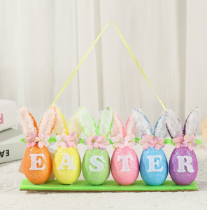 DAMAI Decorative <b>Easter</b> Eggs with Bunny Ears Flowers and Letters - Festive <b>Ornaments</b> with Foam Material for Holiday Atmosphere - Product Image 6
