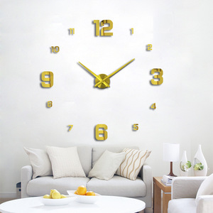 Tự làm 3d mới lạ thiết kế hiện đại kỹ thuật số & analog-kỹ thuật số im lặng bảng kim bộ phận báo động đồng hồ treo tường thạch anh khuyến mại quà tặng màu đen - Product Image 4