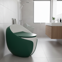 Vente flash, toilettes monobloc en céramique à poser au sol, design luxueux, couleur vert foncé, chasse d'eau siphonique super rapide, forme œuf