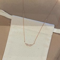 Collier Aile Double en Argent 925 Style Coréen-Japonais, Chaîne de Clavicule Scintillante en Zircon, Design Unique et Tendance