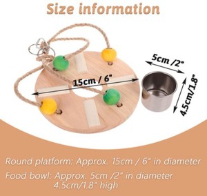 Small Rounded Wooden <strong>Bird</strong> <strong>Toys</strong> Hanging Stainless Steel <strong>Bird</strong> Feeder Swing Feeding Cup Stand Board Water Bottle <strong>Bird</strong> Bowls House - Product Image 2