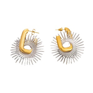 Pendientes de Aro con Púas de Acero Inoxidable, Chapados en Oro de 18K, Forma de U, para Uso Diario - Product Image 5