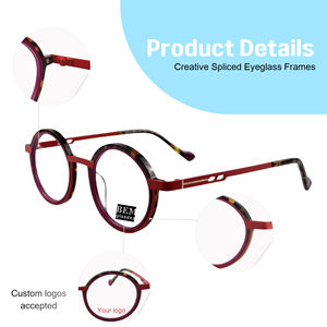 BEM High Quality Acetate Spliced Metal Eyeglass <strong>Frame</strong> Round Design Fashion Eyewear <strong>Frame</strong> Suitable for Men and Women - Product Image 6