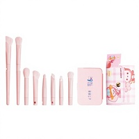 Ensemble de 8 pinceaux de maquillage en fibres synthétiques Ali Co-branded, mini portable, pour fard à paupières, poils doux, ensemble complet pour estomper les couleurs
